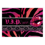 Fashion VIP Card Lace Lips Zebra Pink Red Business Card Template