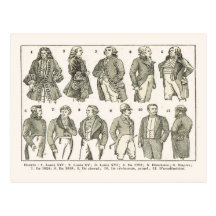 Fashions, from  Louis XIV until the 19th century Postcard