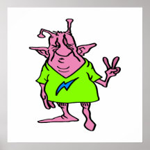Fat Pink Hippie Alien Poster
