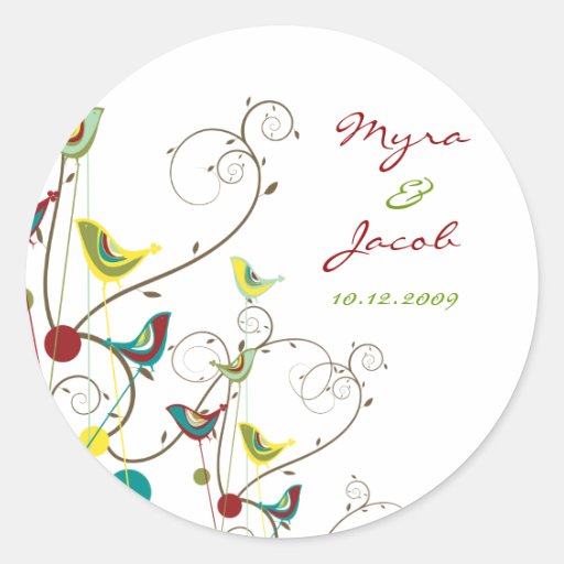 fatfatin Colourful Summer Bird and Swirls Sticker