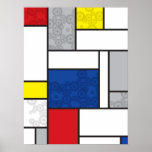 fatfatin Mondrian + Retro Circles Wall Art Print