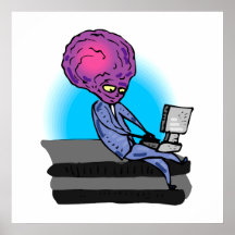 Father Alien on Laptop Print