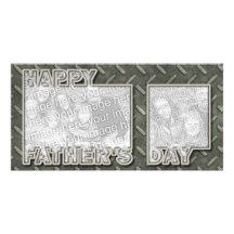 Fathers Day Cut Out ADD YOUR PHOTO Metal Grid Personalized Photo Card