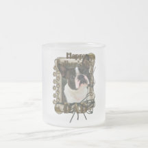 Fathers Day - Stone Paws - Boston Terrier - Dad Coffee Mugs