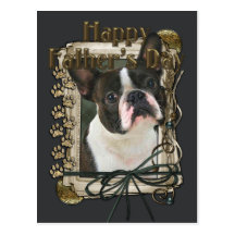 Fathers Day - Stone Paws - Boston Terrier Post Cards