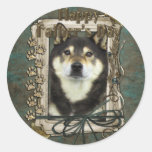 Fathers Day - Stone Paws - Shiba Inus - Yasha Round Sticker