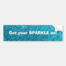 Faux Blue Glitter Bumper Stickers
