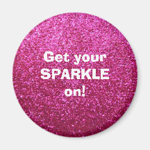 Faux Hot Pink Glitter Refrigerator Magnet