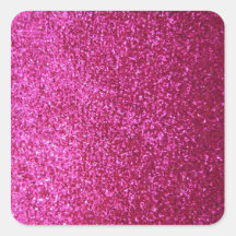 Faux Hot Pink Glitter Square Stickers