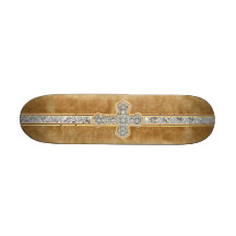 Faux Marble & Rhinestone Cross Skate Board