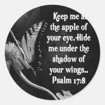 FAVORITE  BIBLE SCRIPTURE PSALM 17:8 STICKER
