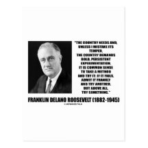 FDR Country Needs Bold Persistent Experimentation Postcard