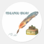 Feather Pen Thank You Sticker