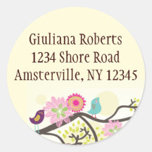 Feathered Friends Round Address Sticker