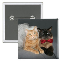 Feline bride and groom pin