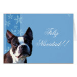 Feliz Navidad Boston terrier greeting card
