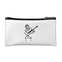 female guitar stick figure black and white cosmetics bags
