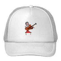 female guitar stick figure brown gtr blue eyes red mesh hats