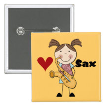 Female Saxophone Player Tshirts and Gifts Pinback Button