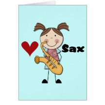 Female Saxophone Player Tshirts and Gifts Cards
