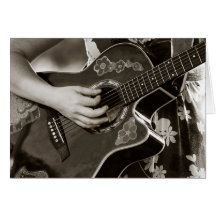Female with acoustic  Guitar hand and hip view Greeting Cards