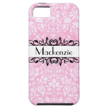 Feminine Pink Damask iPhone 5 Case