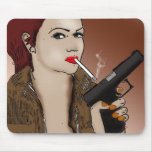 Femme Fatale - Smoking and Guns Mousepads
