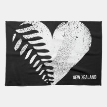 Fern Heart New Zealand Dark Kitchen Towel