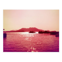 Ferry Afar in Glittering Water Postcard