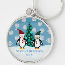 Festive Christmas Penguin Keychain