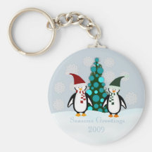 Festive Christmas Penguin Keychain
