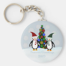 Festive Christmas Penguin Keychain