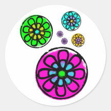 Fibonacci Flower Power Round Stickers