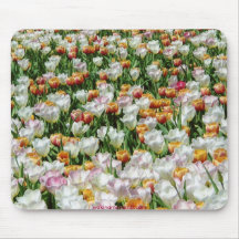 Field of blooming tulips mouse pads