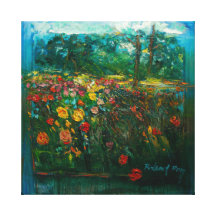 Field of Roses Stretched Canvas Print