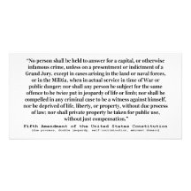 Fifth Amendment to the United States Constitution Photo Card