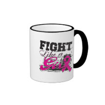 Fight Like a Girl Spray Paint - Breast Cancer Mugs
