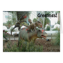 Fighting Dinosaur Greetings Card