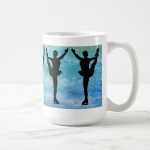 Figure Skaters on Blue Coffee Mugs