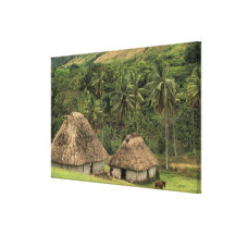 Fiji, Viti Levu, Navala, Traditional Bure houses Gallery Wrap Canvas