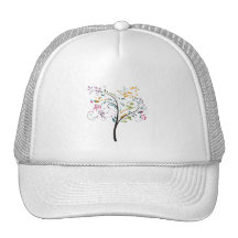 Filigaree swirly colourful tree mesh hats