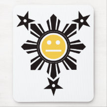 Filipino Sun and Stars Face - Black and Yellow Mouse Pad