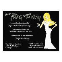 Final Fling Before The Ring Blonde Haired Bride Personalised Announcement
