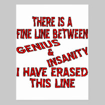 Fine Line Between Genius And Insanity postcards