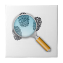 Finger Prints Under a Magnifying Glass Ceramic Tile