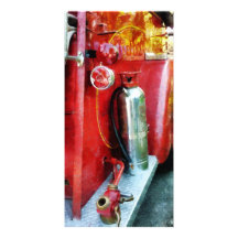 Fire Extinguisher on Fire Truck Custom Photo Card