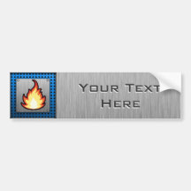 Fire Flame; Metal-look Bumper Stickers