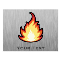 Fire Flame; Metal-look Post Card