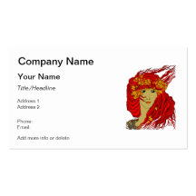 Fire Goddess with Flowing Lava Hair and Flowers Business Cards