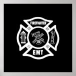 Firefighter EMT White Posters